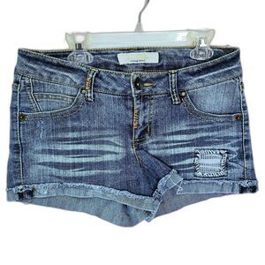 mid rise patchwork micro mini shorts